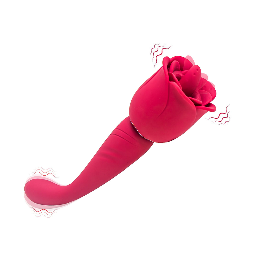 Liquid Silicone Clit Licking & G-Spot Vibrator Rose Sex Toy