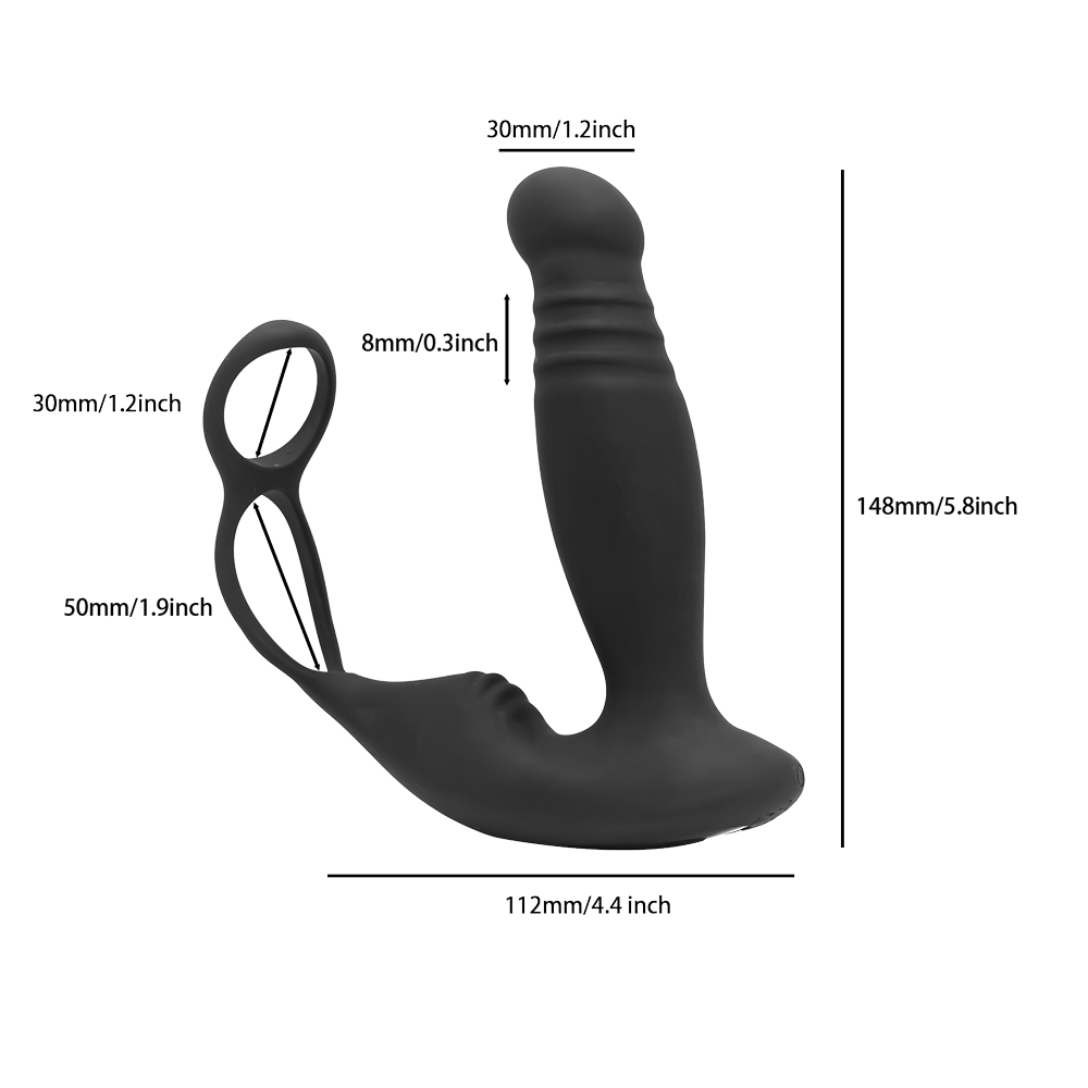 „EMAX” Wibrator prostaty zdalnie sterowany z trybem pchania i pierścieniem erekcyjnym