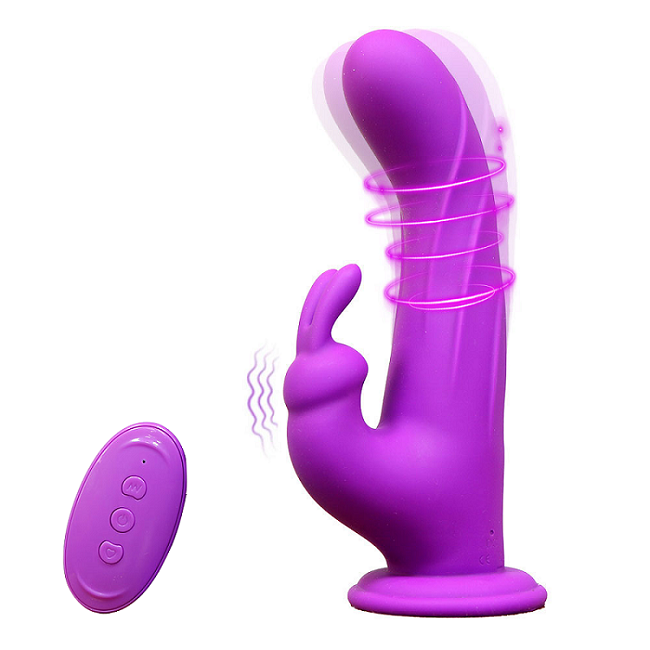 Liquid Silicone & Rotation Suction-cup Remote Control Rabbit Vibrator Sex Toy