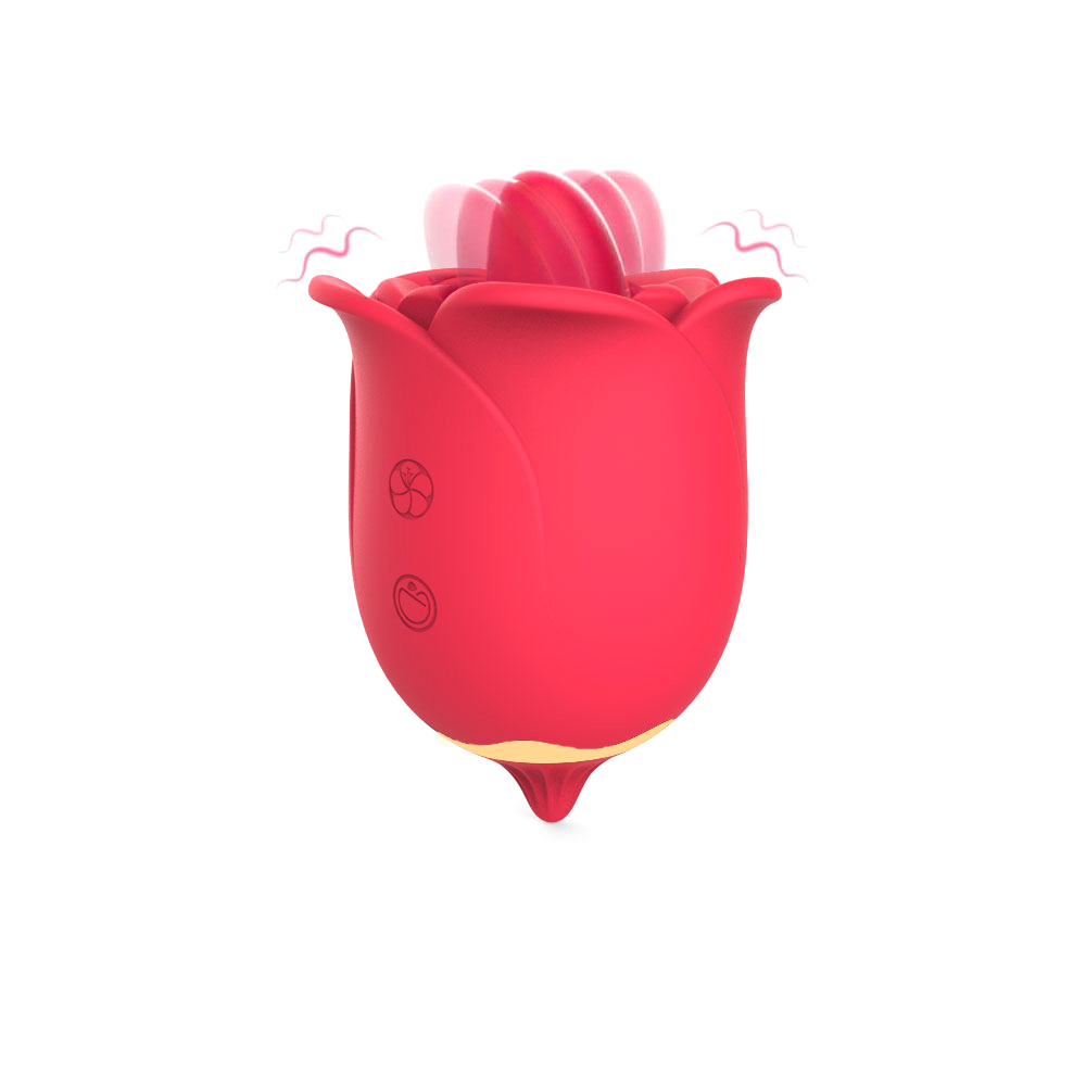 „RUBY“ Klitorisleckender Zungen-Vibrator Rose aus Flüssigsilikon